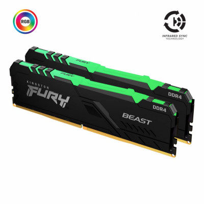 Пам'ять для настільних комп'ютерів Kingston FURY 32 GB (2x16 GB) DDR4 3200 MHz Beast RGB (KF432C16BB1AK2/32)