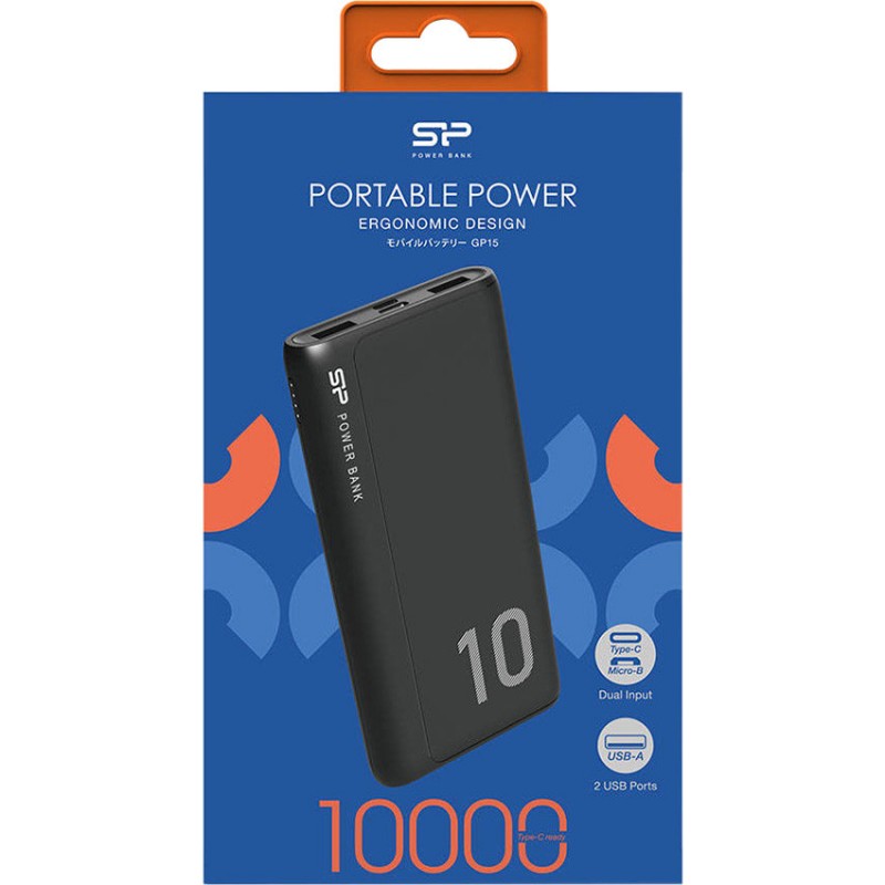 Зовнішній акумулятор (Power Bank) Silicon Power GP15 10000mAh Black (SP10KMAPBKGP150K)