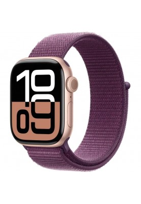 Смарт-годинник Apple Watch Series 10 GPS 42mm Rose Gold Aluminum Case w. Plum Sport Loop (MWWK3)