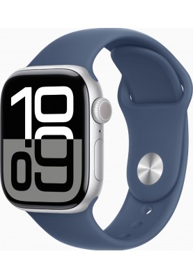 Смарт-годинник Apple Watch Series 10 GPS 42mm Silver Alu. Case w. Denim Sport Band - M/L (MWWC3)