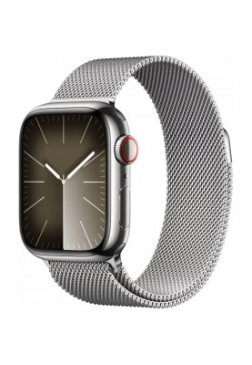 Смарт-годинник Apple Watch Series 9 GPS + Cellular 45mm Silver S. Steel Case w. Silver Milanese Loop (MRMQ3)