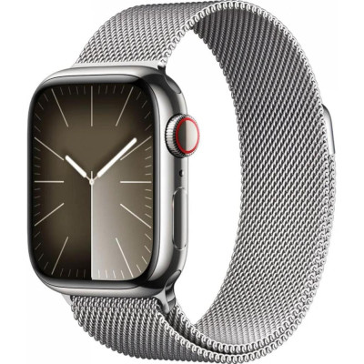 Смарт-годинник Apple Watch Series 9 GPS + Cellular 45mm Silver S. Steel Case w. Silver Milanese Loop (MRMQ3)