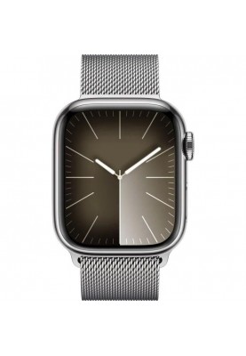 Смарт-годинник Apple Watch Series 9 GPS + Cellular 45mm Silver S. Steel Case w. Silver Milanese Loop (MRMQ3)