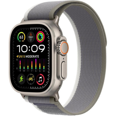 Смарт-годинник Apple Watch Ultra 2 GPS + Cellular 49mm Titanium Case з Green/Gray Trail Loop - S/M (MRF33)