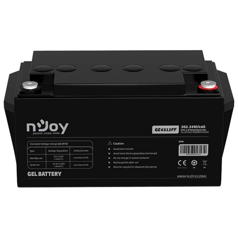 Акумулятор для ДБЖ NJOY GE6512FF 12V 65AH GEL (BTVGCFTEBHBFFCN01B)