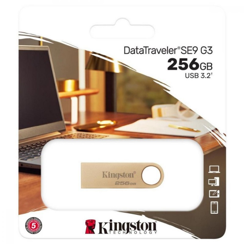 Флешка Kingston 256 GB DataTraveler SE9 Gen 3 Gold (DTSE9G3/256GB)