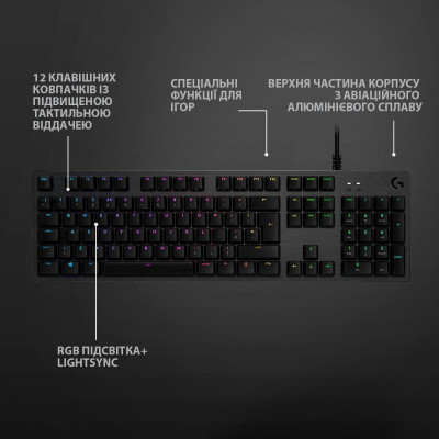 Клавіатура Logitech G512 Lightsync RGB Mechanical GX Blue USB Carbon (920-008946)