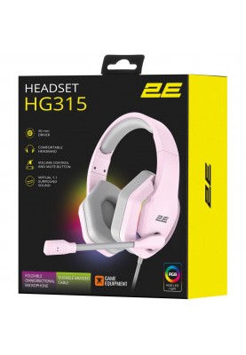 Навушники з мікрофоном 2E GAMING HG315 RGB USB 7.1 Pink (2E-HG315PK-7.1)