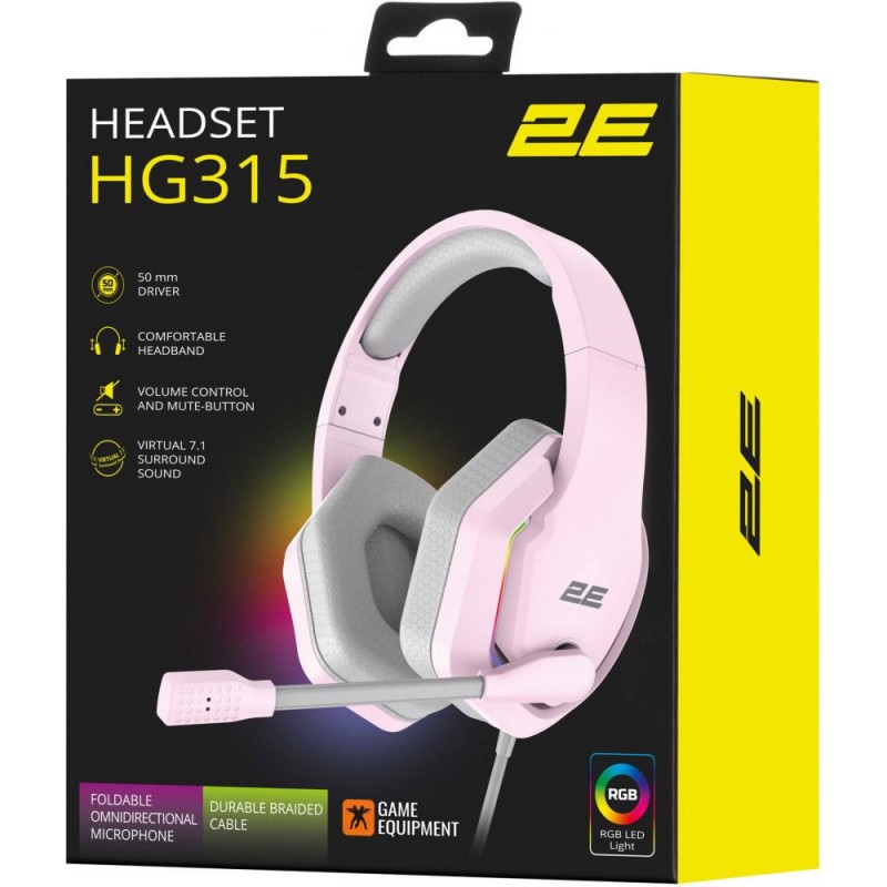 Навушники з мікрофоном 2E GAMING HG315 RGB USB 7.1 Pink (2E-HG315PK-7.1)