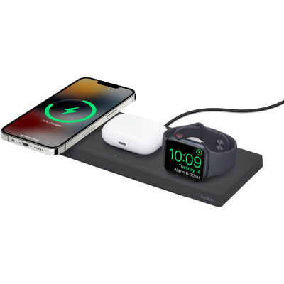 Бездротовий зарядний пристрій Belkin BOOST CHARGE PRO 3-in-1 Wireless Charging Pad with MagSafe Black (HPU72, WIZ016vfBK)