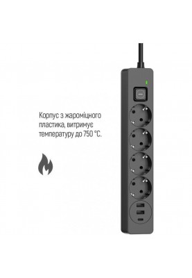 Мережевий фільтр-подовжувач ColorWay 4 розетки 3 USB 2м (CW-CHE432PDB)