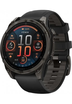 Спортивний годинник Garmin Fenix 8 47mm AMOLED Sapphire Carbon Gray DLC Titanium w. Black/Pebble Gray S. Band (010-02904-20/21)