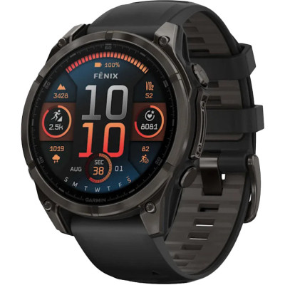 Спортивний годинник Garmin Fenix 8 51mm AMOLED Sapphire Carbon Gray DLC Titanium w. Black/Pebble Gray S. Band (010-02905-20/21)