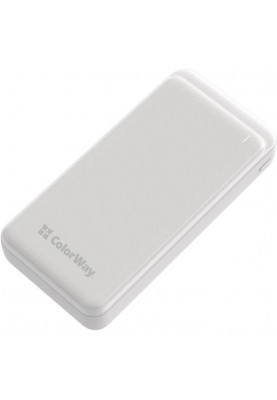 Зовнішній акумулятор (павербанк) ColorWay Slim 20000mAh White (CW-PB200LPG3WT-PD)