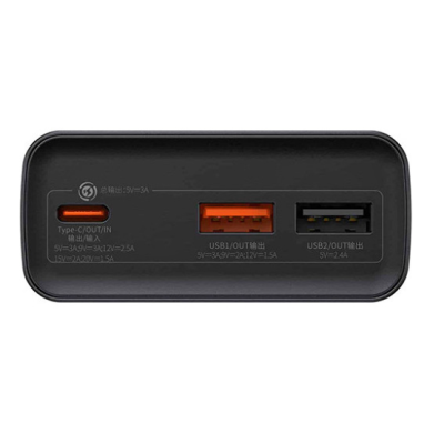 Зовнішній акумулятор (павербанк) Baseus Adaman Metal Digital Display 20000 mAh 30W black (PPAD030001)