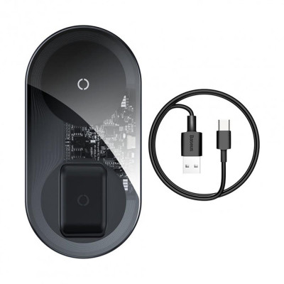 Бездротовий зарядний пристрій Baseus Simple 2-in-1 Wireless Charger Pro Edition Transparent (WXJK-CA02)