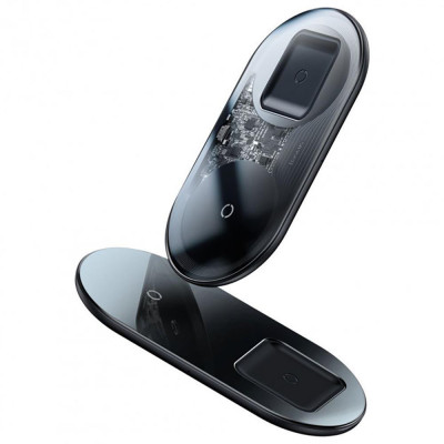 Бездротовий зарядний пристрій Baseus Simple 2-in-1 Wireless Charger Pro Edition Transparent (WXJK-CA02)