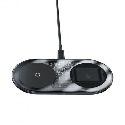 Бездротовий зарядний пристрій Baseus Simple 2-in-1 Wireless Charger Pro Edition Transparent (WXJK-CA02)