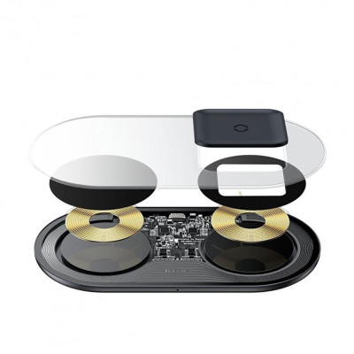 Бездротовий зарядний пристрій Baseus Simple 2-in-1 Wireless Charger Pro Edition Transparent (WXJK-CA02)
