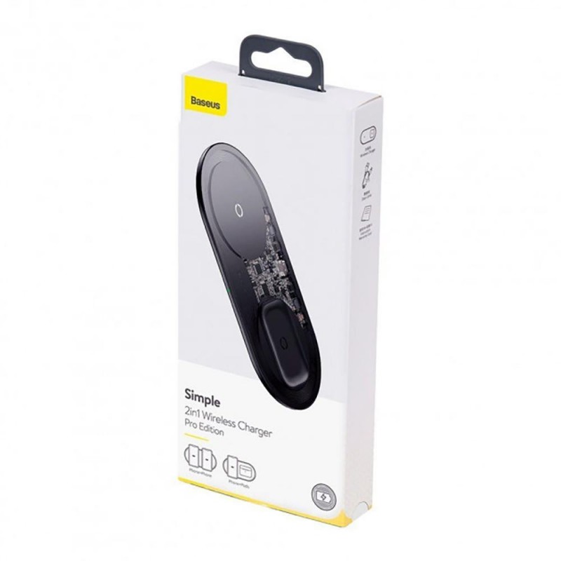 Бездротовий зарядний пристрій Baseus Simple 2-in-1 Wireless Charger Pro Edition Transparent (WXJK-CA02)