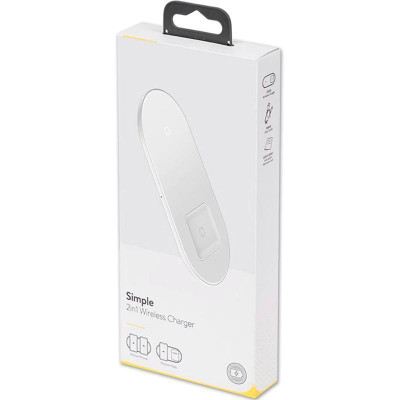 Бездротовий зарядний пристрій Baseus Simple 2in1 18W White (WXJK-02)