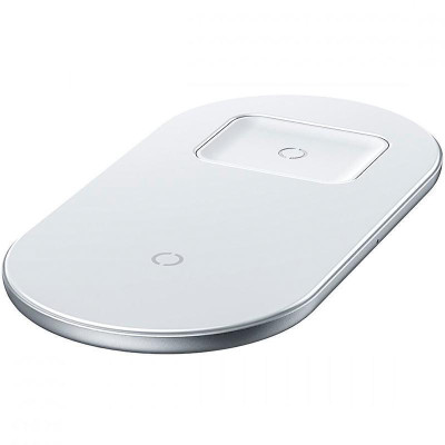 Бездротовий зарядний пристрій Baseus Simple 2in1 18W White (WXJK-02)