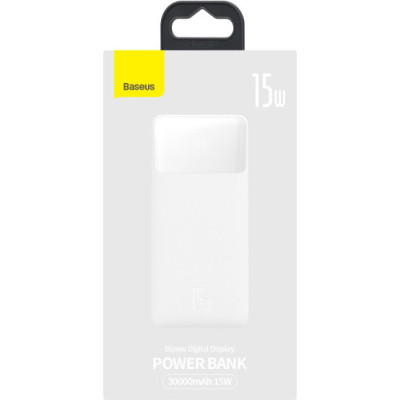 Зовнішній акумулятор (Power Bank) Baseus Bipow Digital Display 30000mAh 15W White (PPDML-K02)