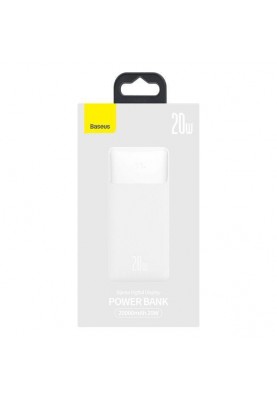 Зовнішній акумулятор (Power Bank) Baseus PowerBank Bipow Digital Display 20000mAh 20W White (PPDML-M02)