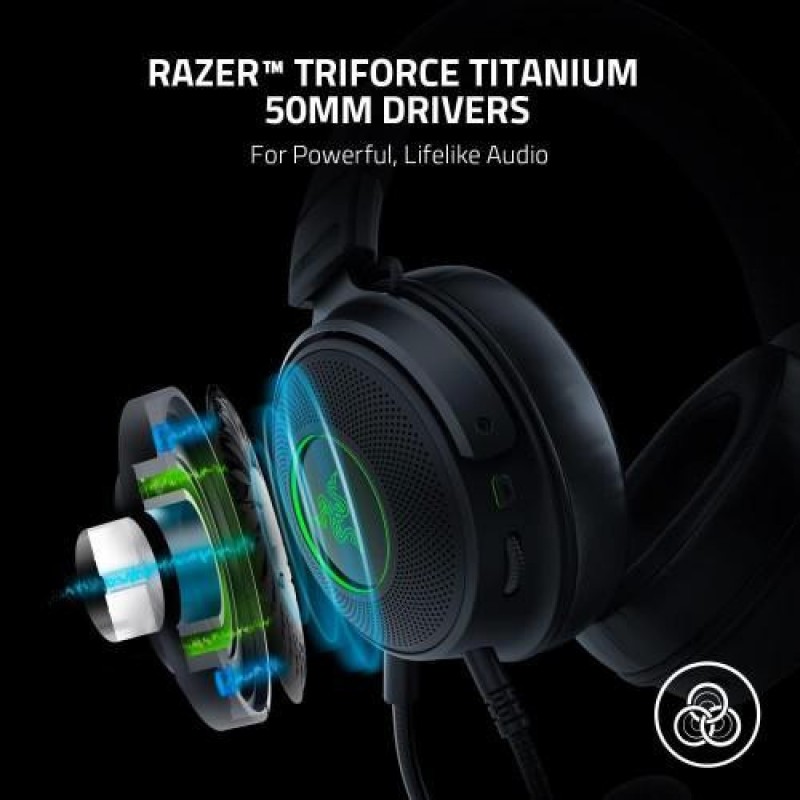 Навушники з мікрофоном Razer Kraken V3 HyperSense Black (RZ04-03770100-R3M1)