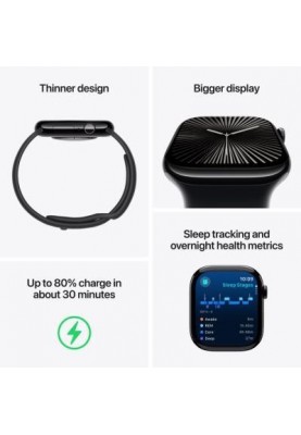 Смарт-годинник Apple Watch Series 10 GPS 46мм Jet Black Aluminum Case w. Ink Sport Loop (MWWR3)