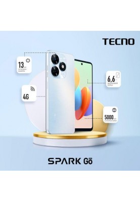 Смартфон Tecno Spark Go 2024 (BG6) 3/64GB Mystery White (4894947010545)