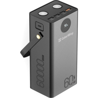 Зовнішній акумулятор (павербанк) ColorWay 60000 mAh Powerful Black (CW-PB600LPA5BK-PDD)