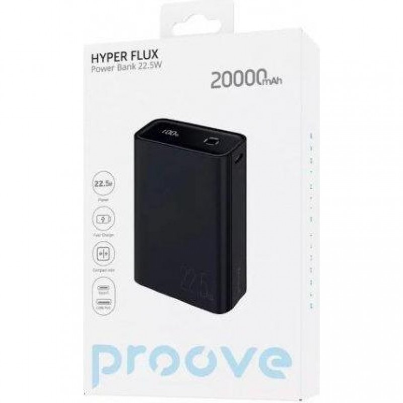 Зовнішній акумулятор (павербанк) Proove Hyper Flux 20000mAh 22.5W Black (PBH220120001)