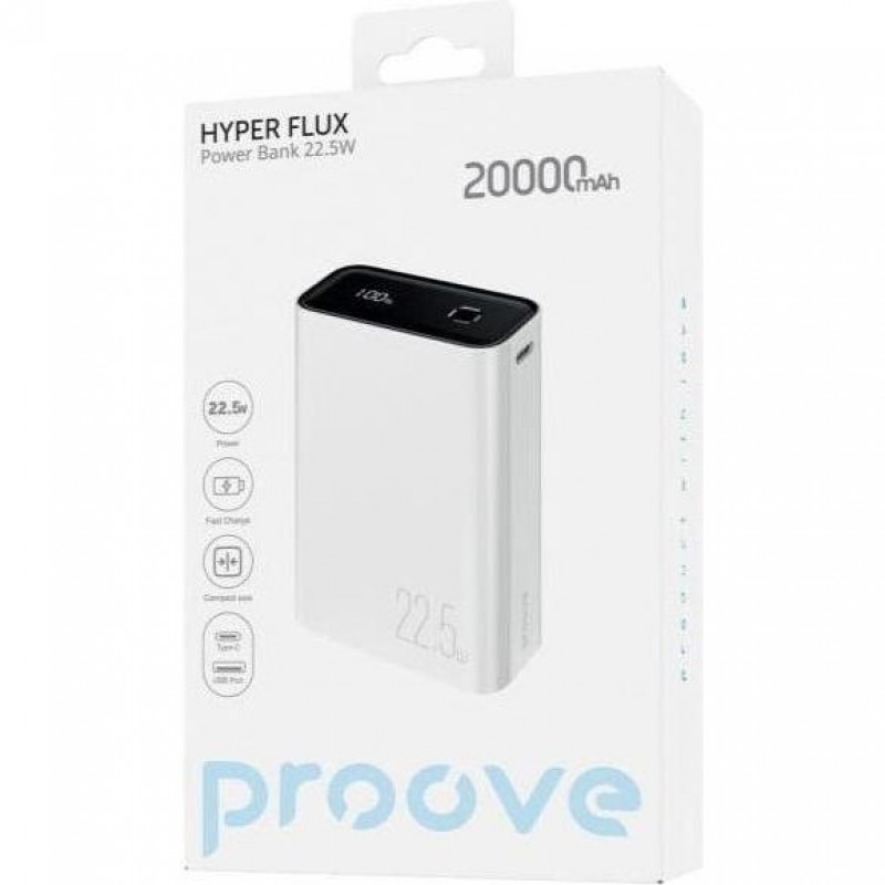 Зовнішній акумулятор (павербанк) Proove Hyper Flux 20000mAh 22.5W white (PBH220120002)