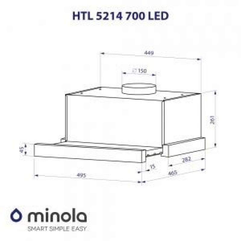 Телескопічна витяжка Minola HTL 5214 BLF 700 LED