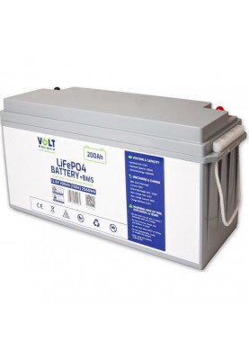 Акумулятор LiFePO4 для ДБЖ Volt Polska LiFePO4 12,8V 200Ah BMS (6AKLI20012)