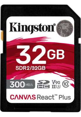 Карта пам'яті Kingston 32 GB SDHC Class 10 UHS-II U3 Canvas React Plus (SDR2/32GB)