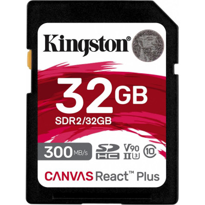 Карта пам'яті Kingston 32 GB SDHC Class 10 UHS-II U3 Canvas React Plus (SDR2/32GB)
