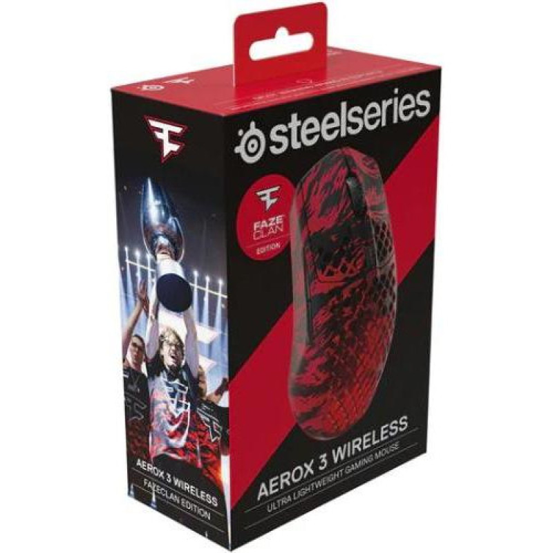 Миша SteelSeries Aerox 3 Wireless Faze Clan Edition Red Black (62609)