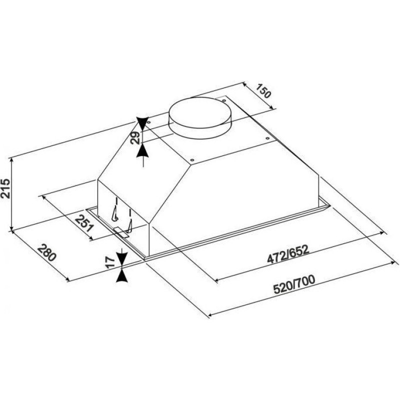 Вбудована витяжка Eleyus Modul 1200 LED SMD 70 IS