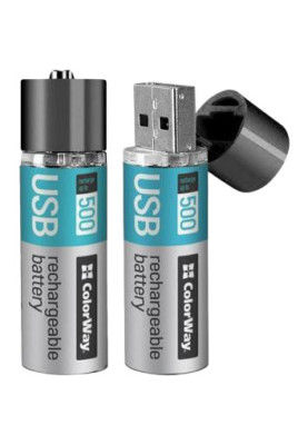 Акумулятор (USB роз'єм) ColorWay AA 1200mAh Li-Pol 2шт USB (CW-UBAA-02)