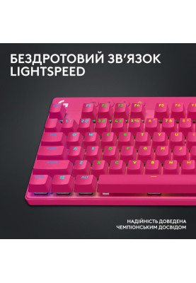 Клавіатура Logitech G Pro X TKL Lightspeed Tactile Magenta (920-012159)