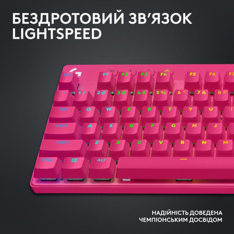 Клавіатура Logitech G Pro X TKL Lightspeed Tactile Magenta (920-012159)