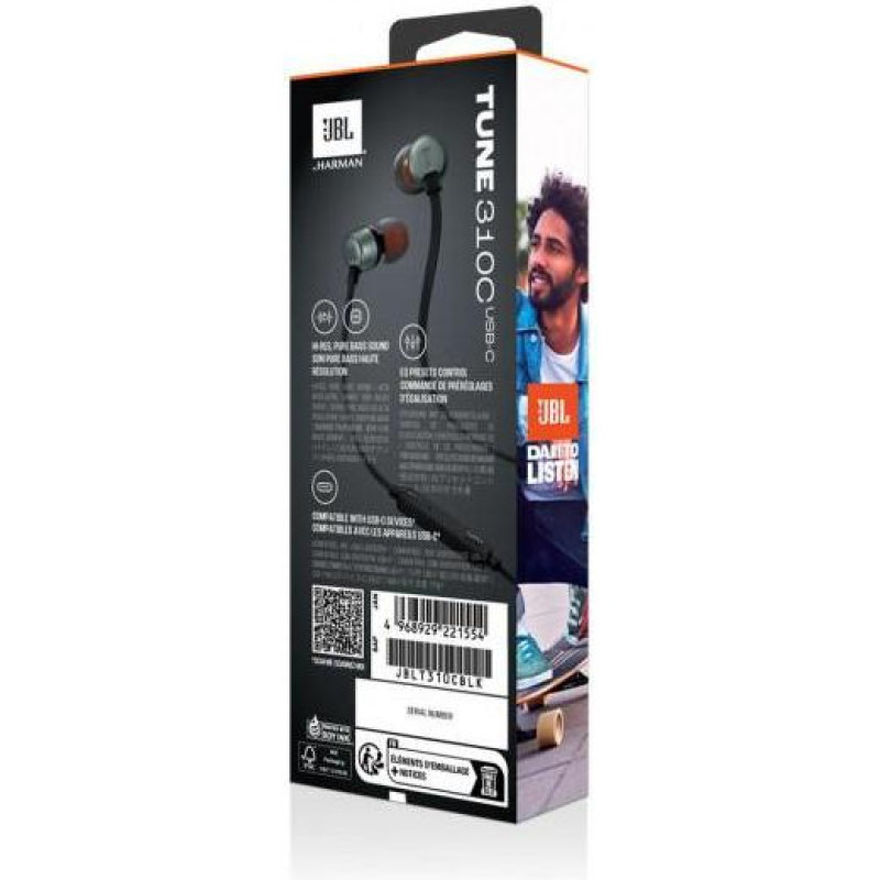 Навушники з мікрофоном JBL Tune 310C Black (JBLT310CBLK)