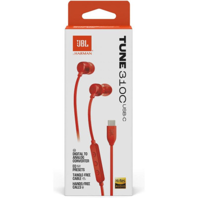 Навушники з мікрофоном JBL Tune 310C Red (JBLT310CRED)