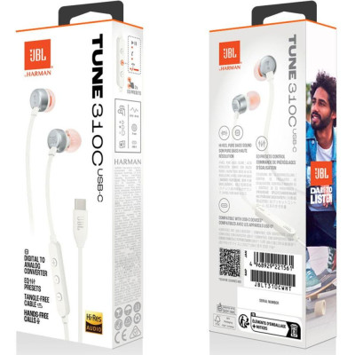 Навушники з мікрофоном JBL Tune 310C White (JBLT310CWHT)