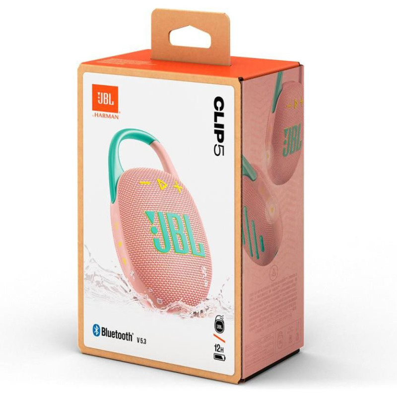 Портативна колонка JBL Clip 5 Pink (JBLCLIP5PINK)