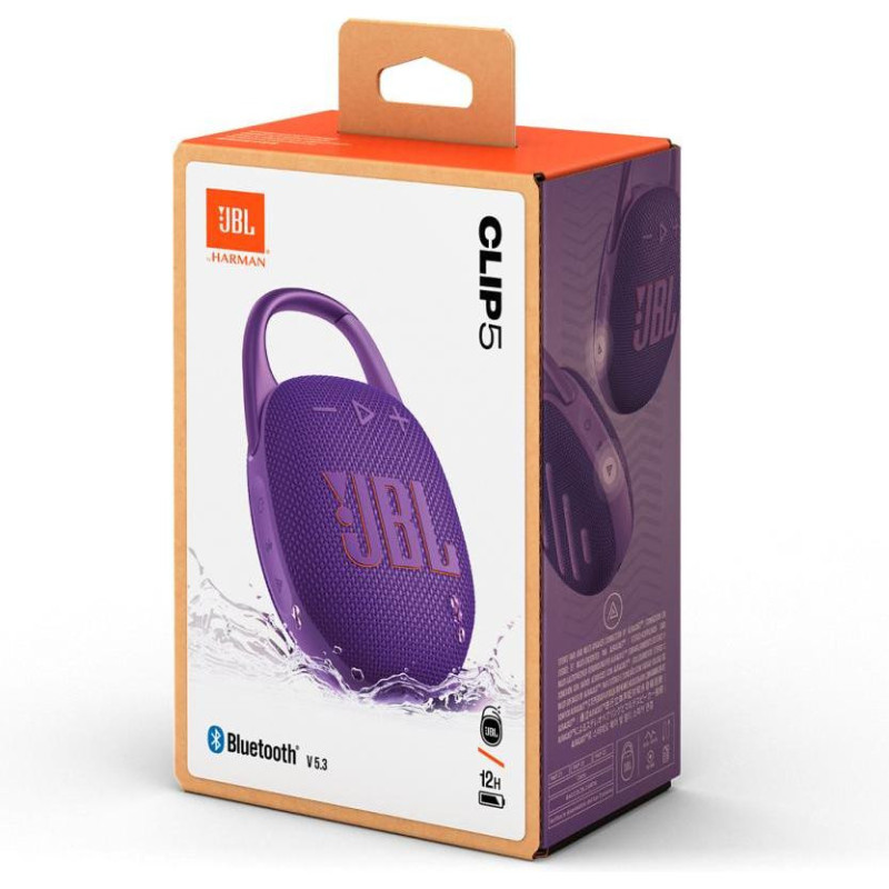 Портативна колонка JBL Clip 5 Purple (JBLCLIP5PUR)