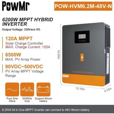 Зовнішня батарея для ДБЖ/інвертора PowMr Powerwall LiFePO4 51,2V 100Ah 5120Wh (POW-LIO48100-16S)