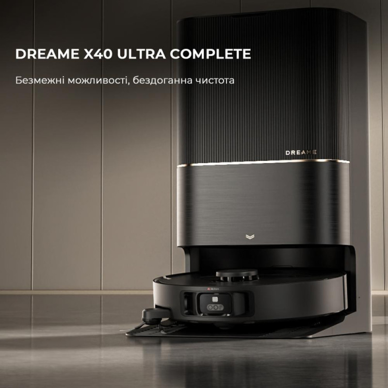 Робот-пилосос з вологим прибиранням Dreame X40 Ultra Complete Black